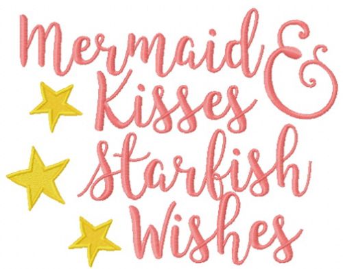 Mermaid & Kisses, starlish wishes machine embroidery design