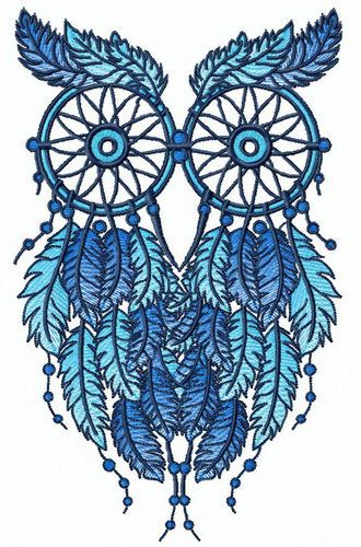 Owl dreamcatcher machine embroidery design