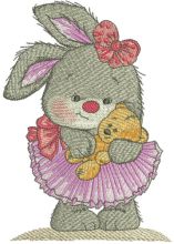 Cute bunny girl embroidery design