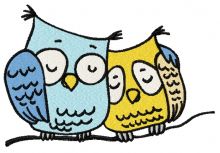 Sleepy owls 2 embroidery design