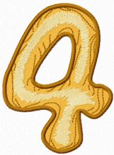 Wooden number four embroidery design