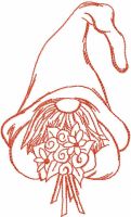 Dwarf with flowers redwork free embroidery design