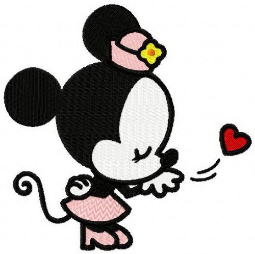 Minnie fell in love machine embroidery design