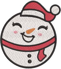 Smiling snowman ball embroidery design