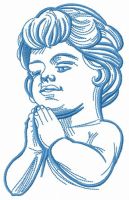 Boy praying embroidery design