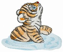 Tiger cub in water embroidery design