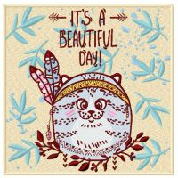 Indian cat embroidery design