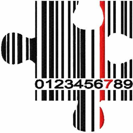 Puzzle barcode free embroidery design