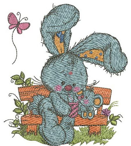 Best friends on the bench machine embroidery design