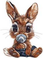 Bunny with rubber pacifier embroidery design