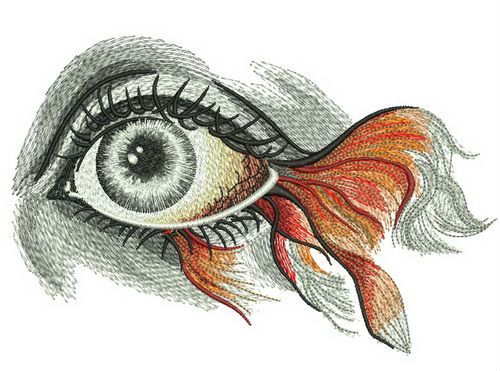 Fish eye machine embroidery design