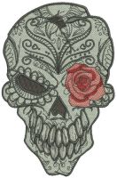 Skull with rose 2 embroidery design