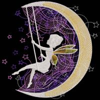 Fairy star swing crescent embroidery design