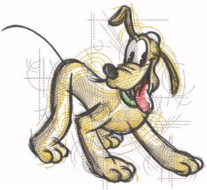 Playing Pluto sketch embroidery design