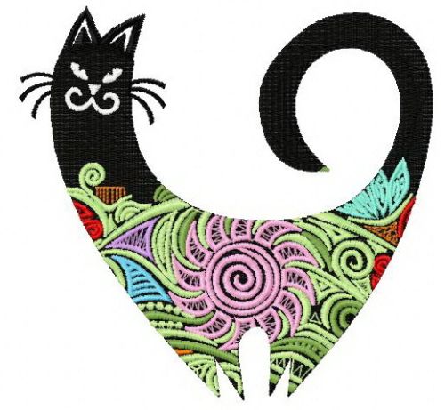 Fancy cat 2 machine embroidery design