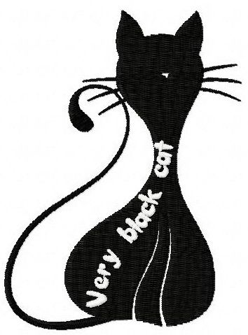 Very black cat 3 machine embroidery design