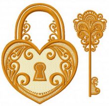 Tiffany key and keylock embroidery design