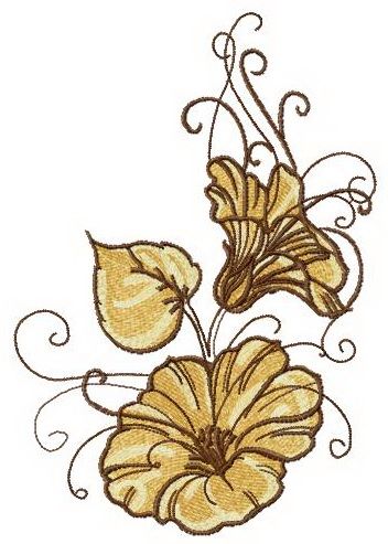 Bindweed flowers machine decoration embroidery design