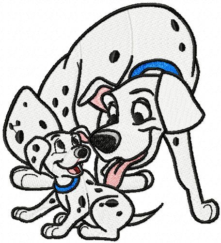 Two dogs machine embroidery design from 101 Dalmatians collection