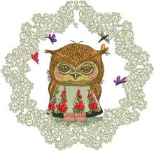 Shy owl embroidery design