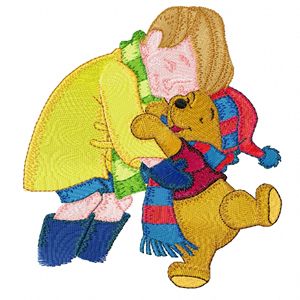Robin and Pooh machine embroidery design
