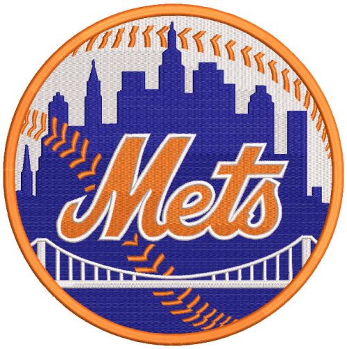 Mets baseball logo embroidery design