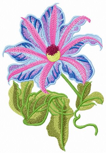 Clematis flower machine embroidery design