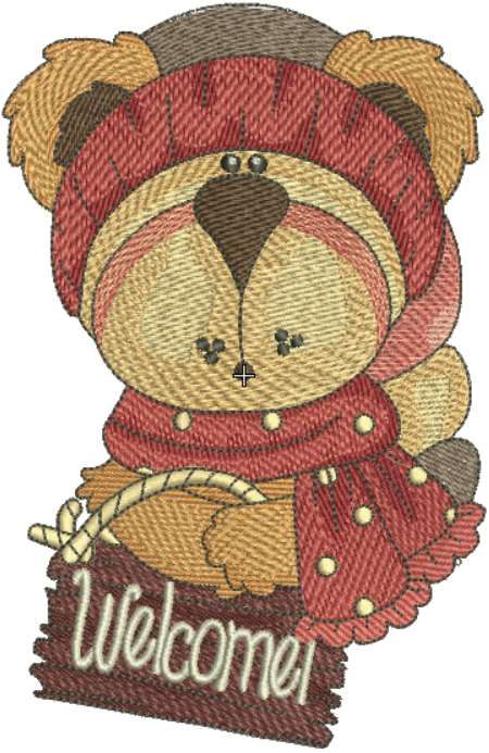 Teddy bear welcome embroidery design 3