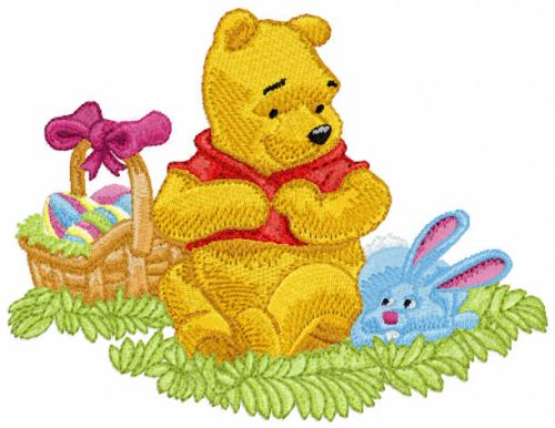 Winnie Pooh and Easter Bunny machine embroidery design