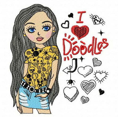 I love Doodles 2 machine embroidery design