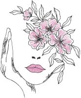 Mujer con flores de primavera diseño de bordado gratis.