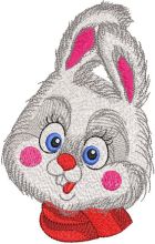 Surprised bunny with scarf embroidery design