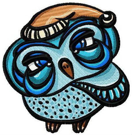 Owl at night machine embroidery design