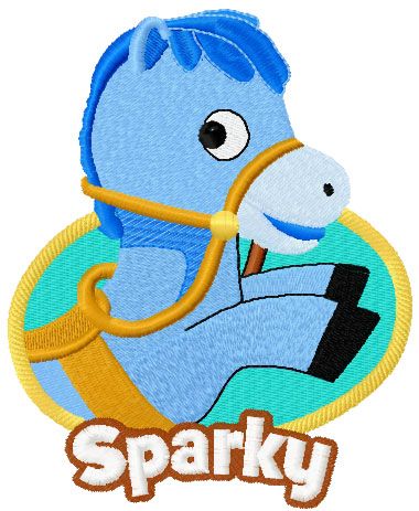 Sparky badge embroidery design