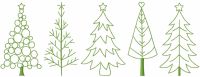 Five Christmas trees embroidery design