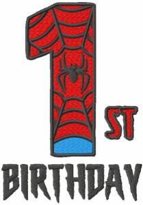 First spiderman birthday embroidery design
