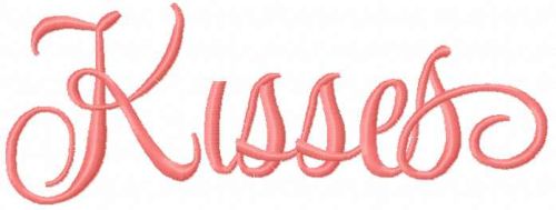Kisses pink word free embroidery design