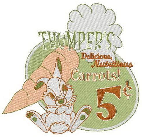 Thumper's carrots machine embroidery design