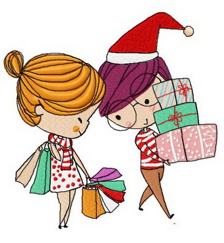 Christmas shopping 2 machine embroidery design