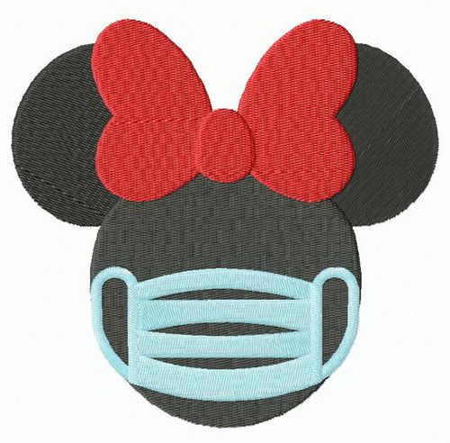 Minnie with surgical mask machine embroidery design