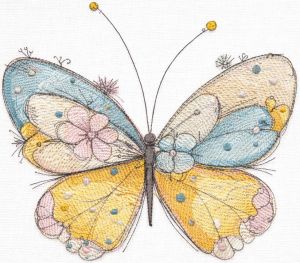 Butterfly crayons embroidery design