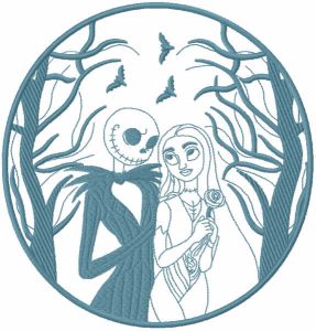 Sally and  jack romanic embroidery design