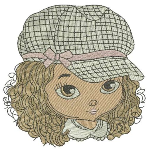 stylish curly girl embroidery design