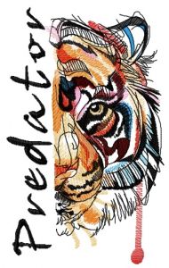 Bloody tiger muzzle predator embroidery design