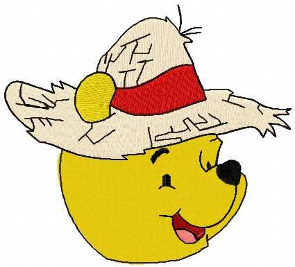 Pooh hat embroidery design