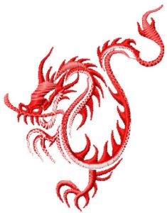 Flamed dragon embroidery design