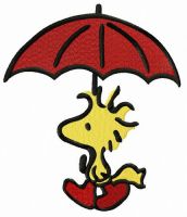 Woodstock with umbrella embroidery design