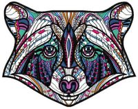 Mosaic raccoon embroidery design
