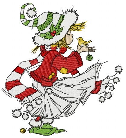 It's windy before Christmas machine embroidery design