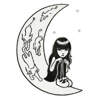 Emily the Strange on the Moon embroidery design